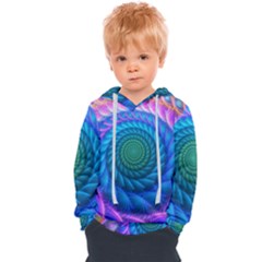 Peacock Feather Fractal Kids  Overhead Hoodie