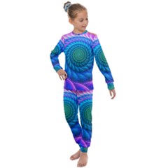 Peacock Feather Fractal Kids  Long Sleeve Set 