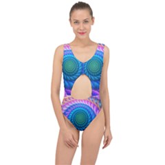 Peacock Feather Fractal Center Cut Out Swimsuit by Wav3s