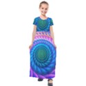 Peacock Feather Fractal Kids  Short Sleeve Maxi Dress View1