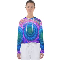 Peacock Feather Fractal Women s Slouchy Sweat