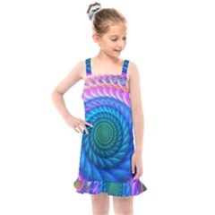 Peacock Feather Fractal Kids  Overall Dress by Wav3s