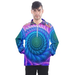 Peacock Feather Fractal Men s Half Zip Pullover by Wav3s