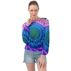 Peacock Feather Fractal Banded Bottom Chiffon Top by Wav3s