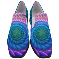 Peacock Feather Fractal Women Slip On Heel Loafers by Wav3s