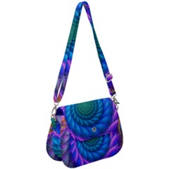 Peacock Feather Fractal Saddle Handbag by Wav3s