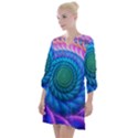 Peacock Feather Fractal Open Neck Shift Dress View1