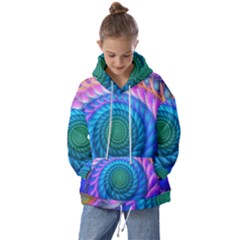 Peacock Feather Fractal Kids  Oversized Hoodie