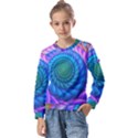 Peacock Feather Fractal Kids  Long Sleeve Tee with Frill  View1