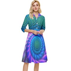 Peacock Feather Fractal Classy Knee Length Dress by Wav3s