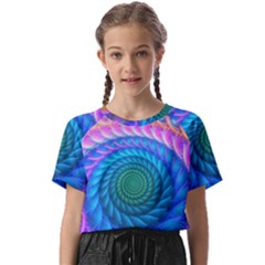 Peacock Feather Fractal Kids  Basic Tee by Wav3s