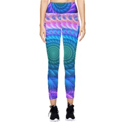 Peacock Feather Fractal Pocket Leggings  by Wav3s