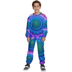 Peacock Feather Fractal Kids  Sweatshirt Set