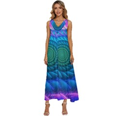 Peacock Feather Fractal V-neck Sleeveless Loose Fit Overalls by Wav3s