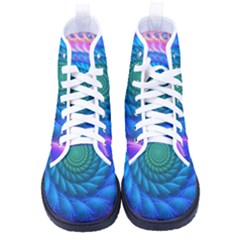 Peacock Feather Fractal Kid s High-top Canvas Sneakers