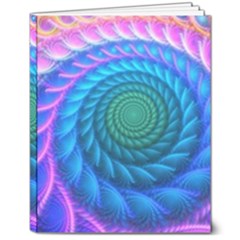 Peacock Feather Fractal 8  X 10  Hardcover Notebook