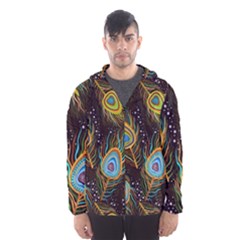 Pattern Feather Peacock Men s Hooded Windbreaker