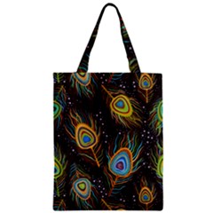 Pattern Feather Peacock Zipper Classic Tote Bag by Wav3s