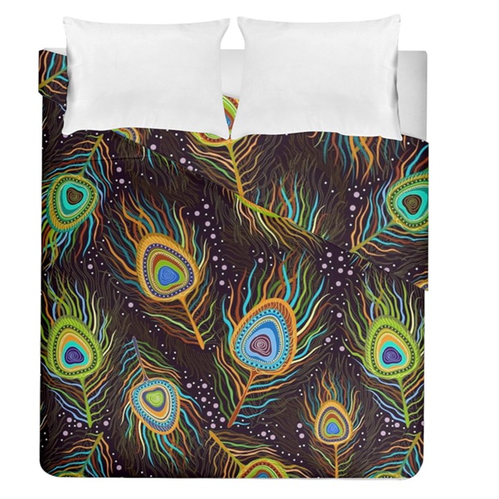 Pattern Feather Peacock Duvet Cover Double Side (Queen Size)