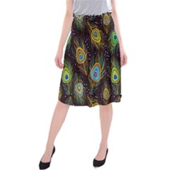 Pattern Feather Peacock Midi Beach Skirt by Wav3s