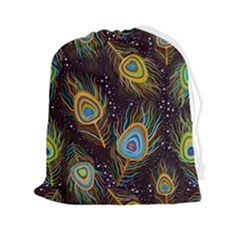 Pattern Feather Peacock Drawstring Pouch (2xl) by Wav3s