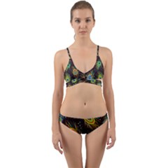 Pattern Feather Peacock Wrap Around Bikini Set by Wav3s