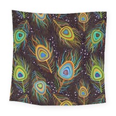 Pattern Feather Peacock Square Tapestry (large)