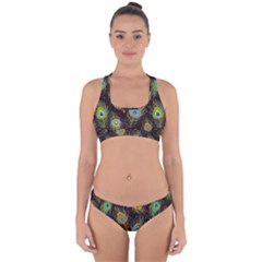 Pattern Feather Peacock Cross Back Hipster Bikini Set by Wav3s