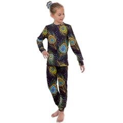 Pattern Feather Peacock Kids  Long Sleeve Set 