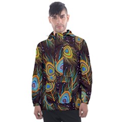 Pattern Feather Peacock Men s Front Pocket Pullover Windbreaker