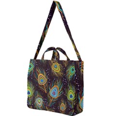 Pattern Feather Peacock Square Shoulder Tote Bag by Wav3s