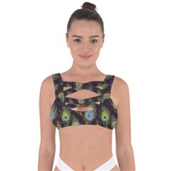 Pattern Feather Peacock Bandaged Up Bikini Top by Wav3s