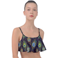 Pattern Feather Peacock Frill Bikini Top by Wav3s