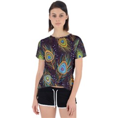 Pattern Feather Peacock Open Back Sport Tee by Wav3s