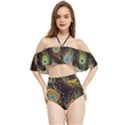 Pattern Feather Peacock Halter Flowy Bikini Set  View1