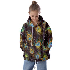 Pattern Feather Peacock Kids  Oversized Hoodie