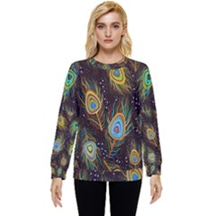 Pattern Feather Peacock Hidden Pocket Sweatshirt