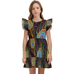 Pattern Feather Peacock Kids  Winged Sleeve Dress by Wav3s