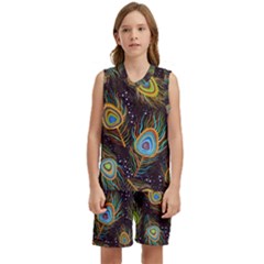 Pattern Feather Peacock Kids  Basketball Mesh Set by Wav3s