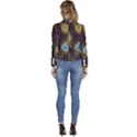 Pattern Feather Peacock Women s Long Sleeve Revers Collar Cropped Jacket View4