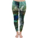 Peacock Feathers Blue Green Texture Classic Winter Leggings View1