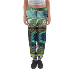 Peacock Feathers Blue Green Texture Women s Jogger Sweatpants by Wav3s