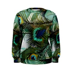 Peacock Feathers Blue Green Texture Women s Sweatshirt