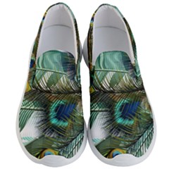 Peacock Feathers Blue Green Texture Men s Lightweight Slip Ons by Wav3s