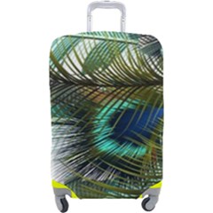 Peacock Feathers Blue Green Texture Luggage Cover (large) by Wav3s