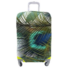 Peacock Feathers Blue Green Texture Luggage Cover (medium) by Wav3s