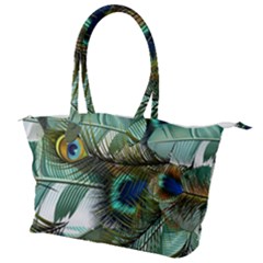 Peacock Feathers Blue Green Texture Canvas Shoulder Bag by Wav3s