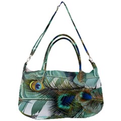 Peacock Feathers Blue Green Texture Removable Strap Handbag