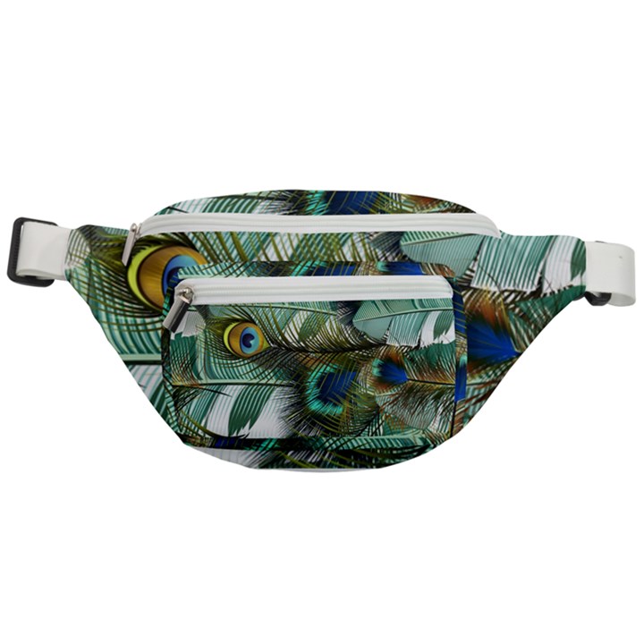 Peacock Feathers Blue Green Texture Fanny Pack