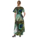 Peacock Feathers Blue Green Texture Front Wrap High Low Dress View2